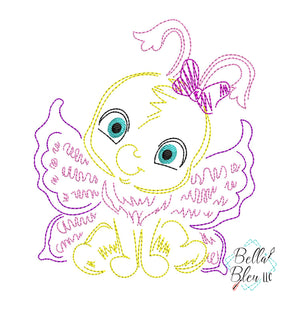 Quick Stitch Girl Butterfly Insect Bug Machine Embroidery Design COLORWORK