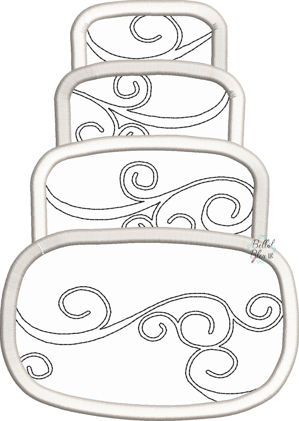 Wedding Cake Birthday Cake Machine Applique Embroidery Design