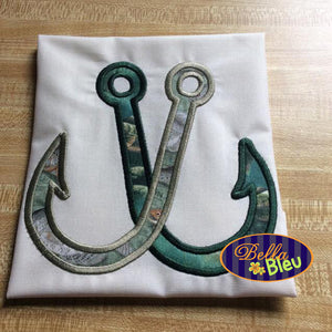 Wedding Got Hooked or Fishing Fish Hooks Applique Machine Embroidery Design