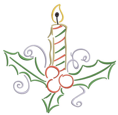Christmas Candle  Machine Embroidery Design