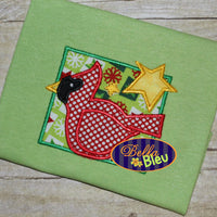 Christmas Cardinal Bird Machine Applique Embroidery Design
