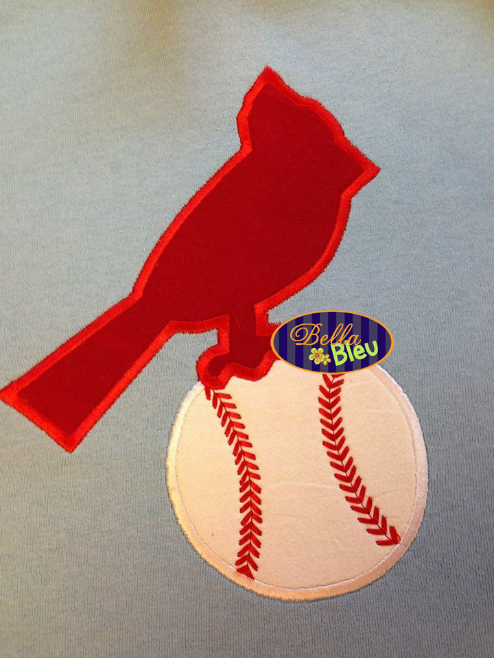 Baseball Softball Cardinals Cards Bird Machine Applique Embroidery Design