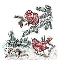 Cardinals in Snow Scribble