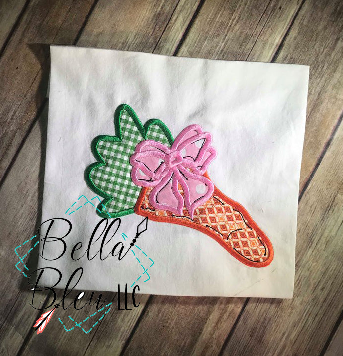 Easter Carrot with Bow applique Machine Embroidery design