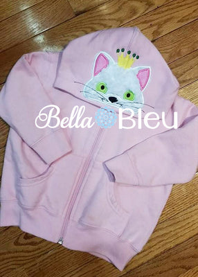 Princess Kitty Cat Hooded Towel or Bib peeker Machine Applique Embroidery design