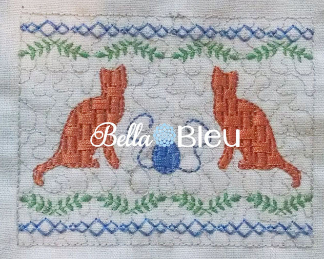 Kitty Cat Machine Embroidery Faux Smocking Machine Design