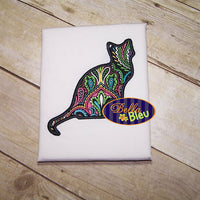 Applique Sitting Kitty Cat Silhouette Embroidery design
