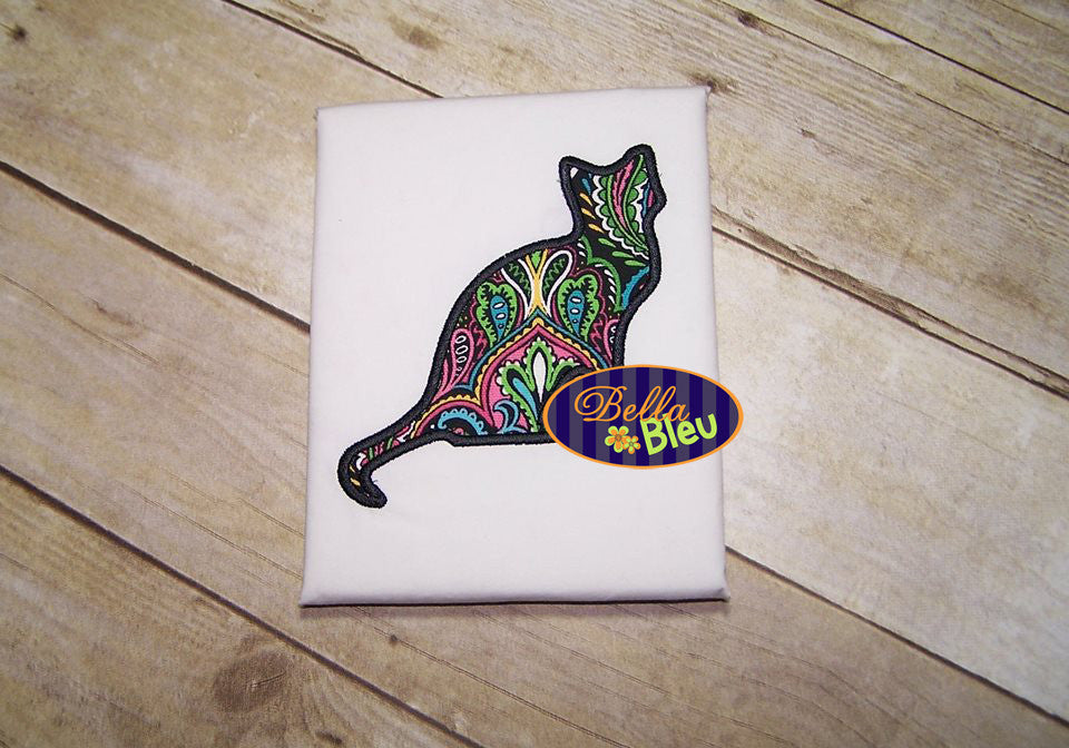 Applique Sitting Kitty Cat Silhouette Embroidery design
