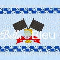 Checkered Flag Race Racing Faux Smocking Machine Embroidery Design