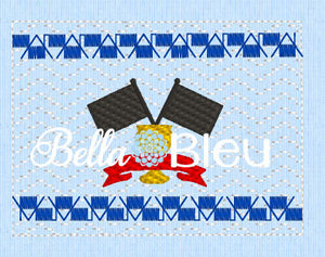 Checkered Flag Race Racing Faux Smocking Machine Embroidery Design