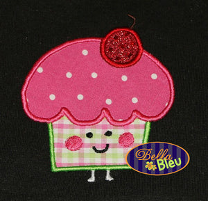 Kawaii Cherry Topped Birthday Cupcake Applique Embroidery Designs