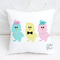 Easter Chick Trio Sketchy Machine Embroidery design