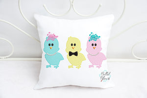 Easter Chick Trio Sketchy Machine Embroidery design
