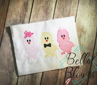 Easter Chick Trio Sketchy Machine Embroidery design
