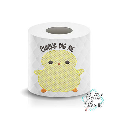Chicks dig me Chick Easter Toilet Paper Saying Machine Embroidery Design sketchy