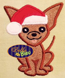Christmas Santa Chihuahua dog Machine Applique Embroidery Design