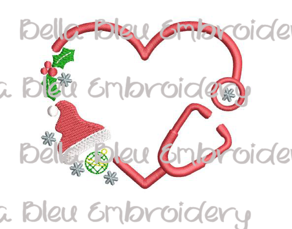 Monogram Christmas Heart Stethoscope Frame