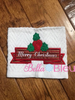 Merry Christmas Banner Trimmed in Holly Machine Embroidery Applique Design