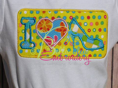 I Love Heels Diva Applique Embroidery Design Monogram