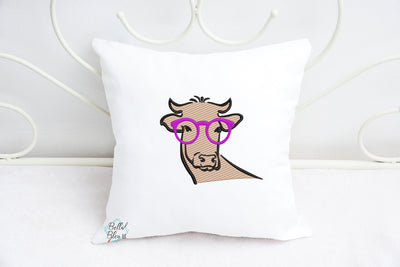 Sketchy Cow with Glasses Machine Embroidery design