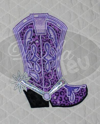 Applique Western Cowboy Cowgirl Boot with Spur Machine Embroidery Design