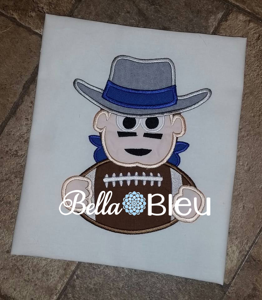 Cowboys Football Mascot Machine Embroidery Applique Design