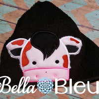 Cow Hooded Towel Topper Peeker Machine Applique Embroidery Designs or Tee