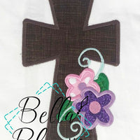 Easter Cross with Flowers Applique Machine Embroidery design