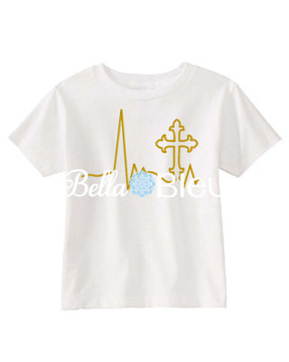 EKG Heartbeat Religious Cross Machine Embroidery Design