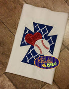 Cross Love Baseball Applique machine embroidery design