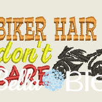 Biker Hair don't Care Baseball Hat Cap Machine Embroidery Design, Motorcycle Embroidery design