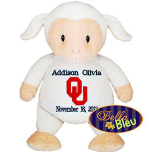 The University of Oklahoma Embroidered Personalized Baby Sheep Lamb Cubbie