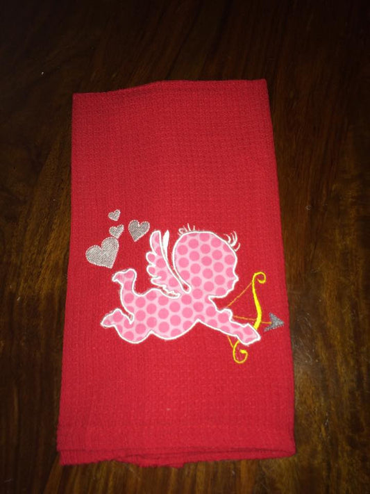 Cupid Cupids Arrow Going Through a Valentine Heart Applique Embroidery Design