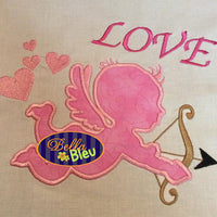 Cupid Cupids Arrow Going Through a Valentine Heart Applique Embroidery Design