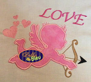 Cupid Cupids Arrow Going Through a Valentine Heart Applique Embroidery Design