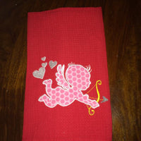 Cupid Cupids Arrow Going Through a Valentine Heart Applique Embroidery Design