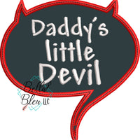 Daddy's Little Devil Speech Bubble Applique Embroidery Design Halloween