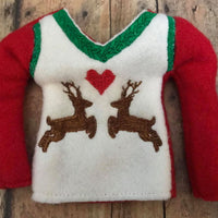 Ugly Sweater Christmas Deer Elf Sweater In the hoop ith embroidery design
