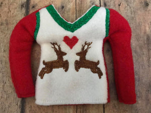 Ugly Sweater Christmas Deer Elf Sweater In the hoop ith embroidery design