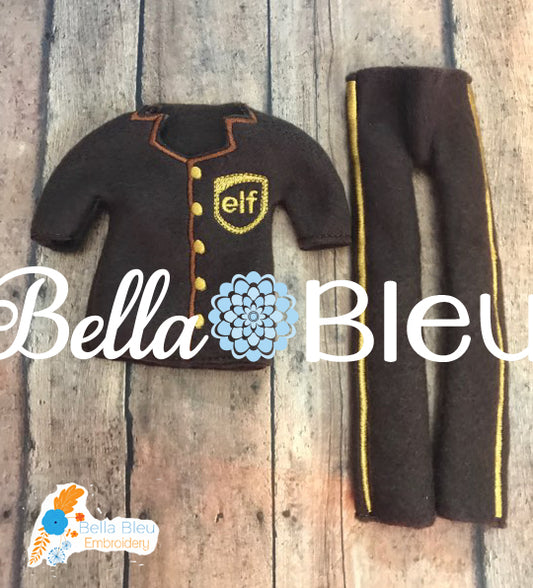ITH Elf Package Delivery Uniform Sweater Shirt and Pants Machine in the hoop design