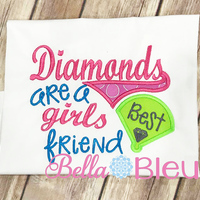 Softball Baseball Diamonds are a girls best friend machine embroidery design