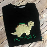Tacosaurus Dinosaur Taco  Applique Embroidery Designs