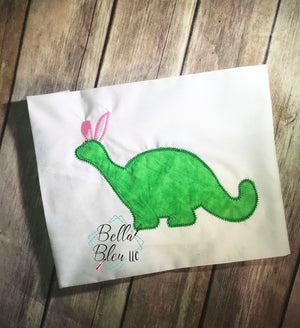 Easter Dinosaur with Bunny ears silhouette Applique Machine Embroidery design