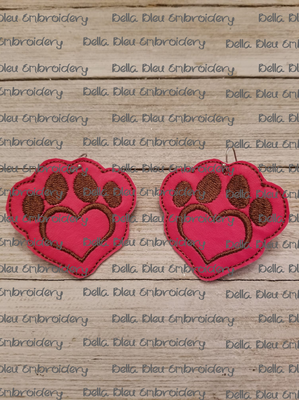 In the Hoop Dog Paw Heart  Earrings