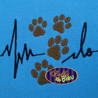 EKG Heartbeat heart beat of Dog Puppy paw prints love fill machine Embroidery Designs Design