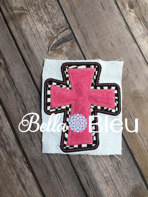 Religious Double Cross Applique Machine Embroidery Design