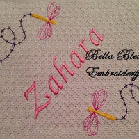 Faux Smocking Dragonfly Monogram Machine Embroidery Design