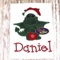 Christmas Santa Dragon Holding Ornament Machine Applique Embroidery Design