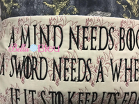 Inspired Game of Thrones 8x12 Dragon Stipple Quilting Motif with Reading Pillow Words Saying Machine Embroidery Design
