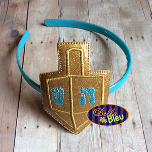 ITH in the hoop Hanukkah Dreidel Headband Slider Topper machine embroidery